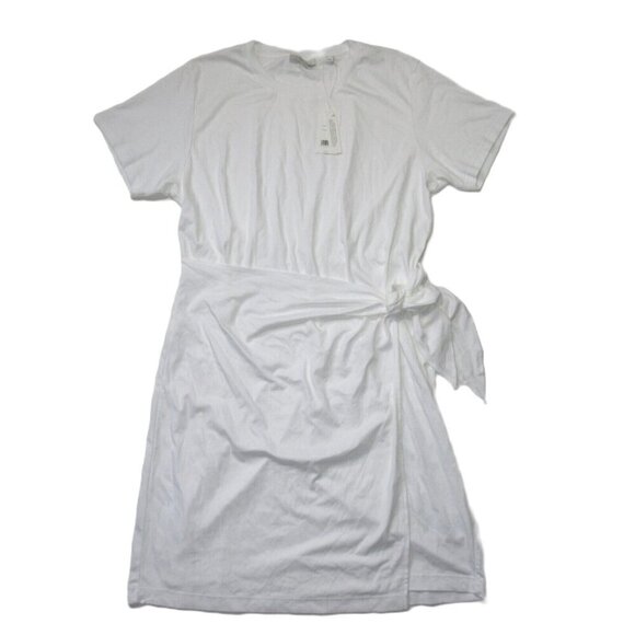 NWT Vince Tie Waist T-shirt Shift in Optic White Cotton Knit Dress XL $195